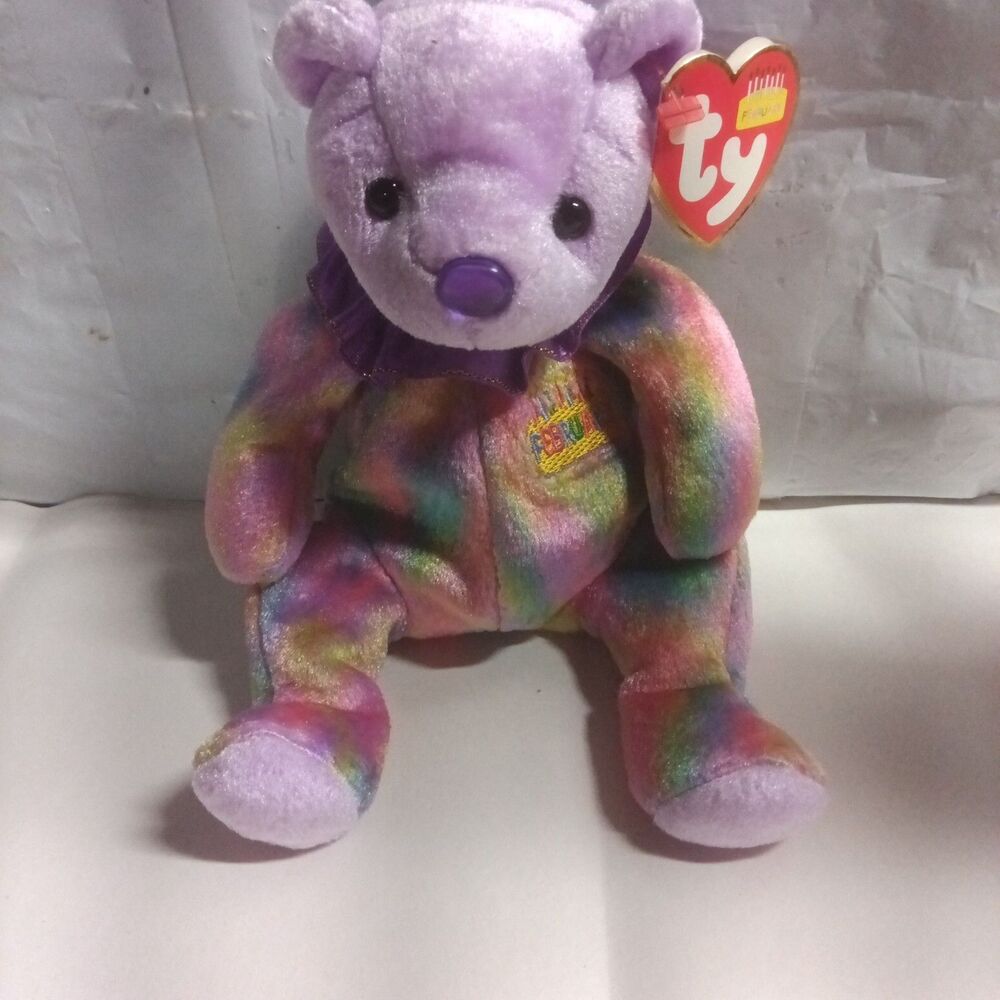 Ty Birthday Beanies Collection February "Amethyst" Plush Bear